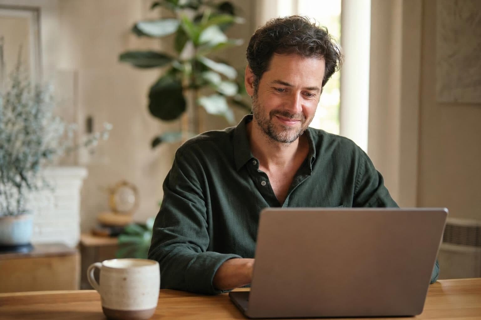 Coach in einer entspannten Online-Session mit seiner Community